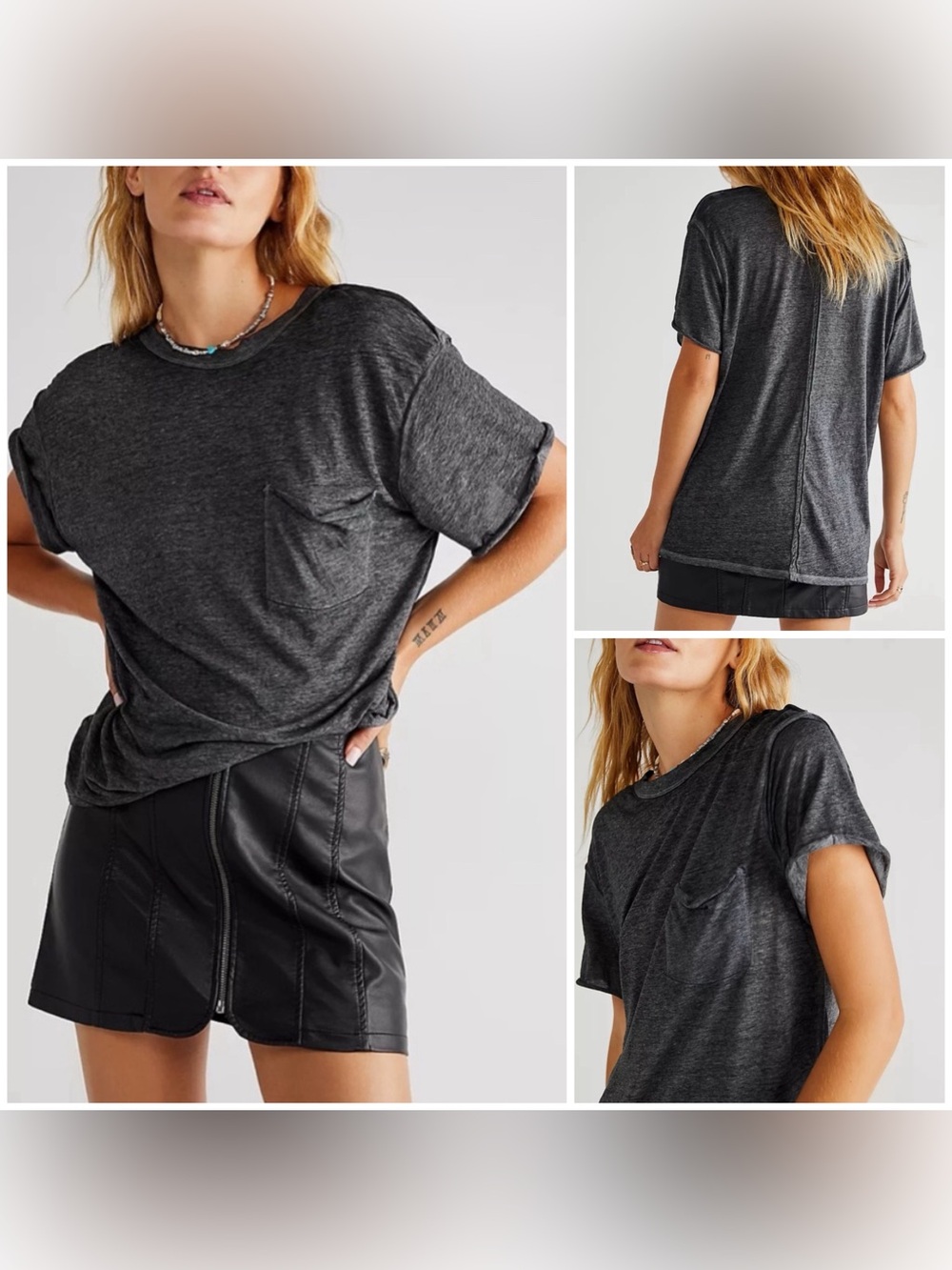 NWOT Free People We The Free Vella Tee - black - XS, Small, Medium, XL